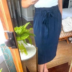 Biden high waisted paper bag tie skirt